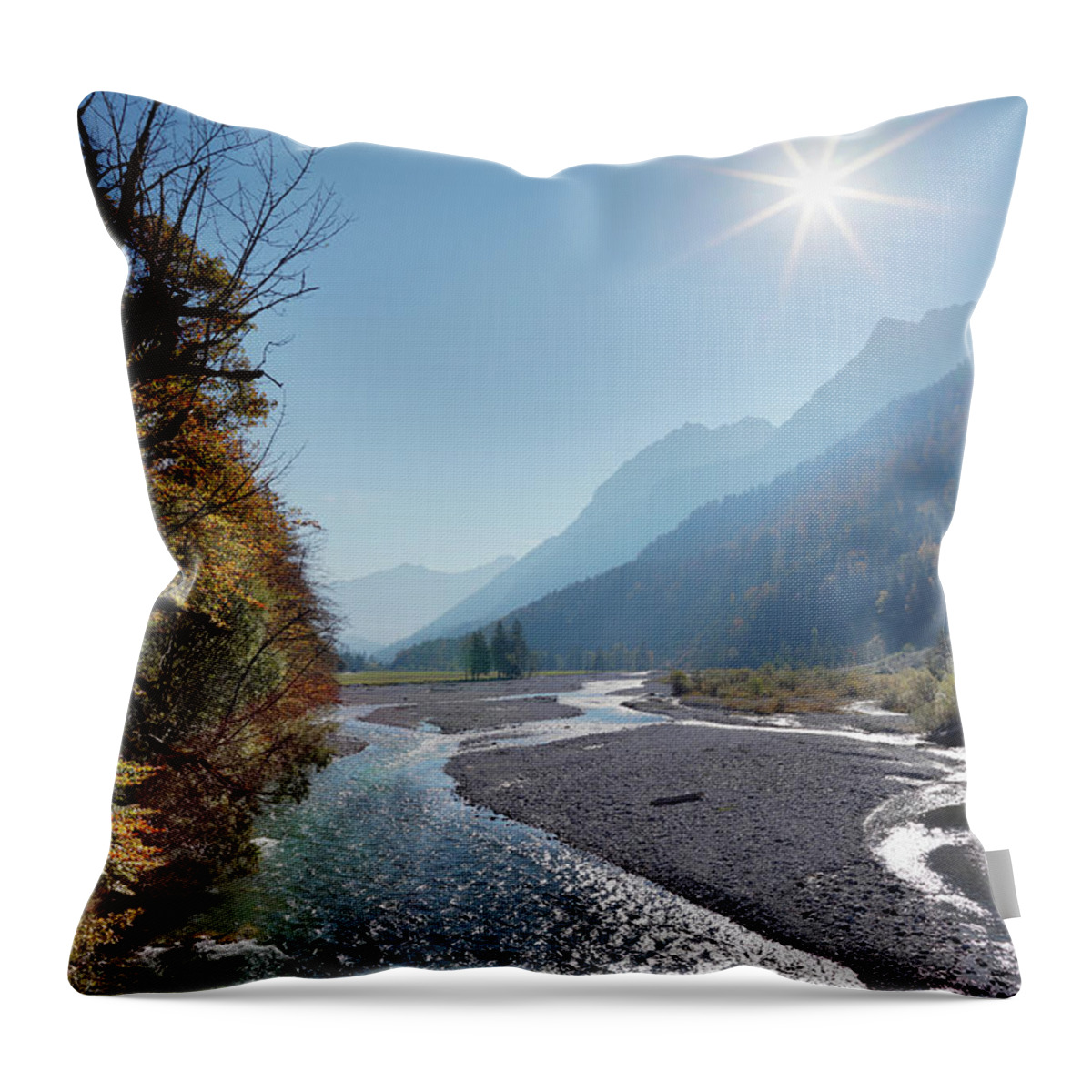 Clear Sky Throw Pillow featuring the photograph Austria, Tyrol, View Of Karwendel by Westend61