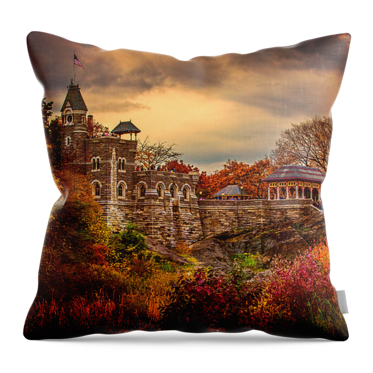 Belvedere Throw Pillow featuring the photograph Autumn at Belvedere Castle by Chris Lord