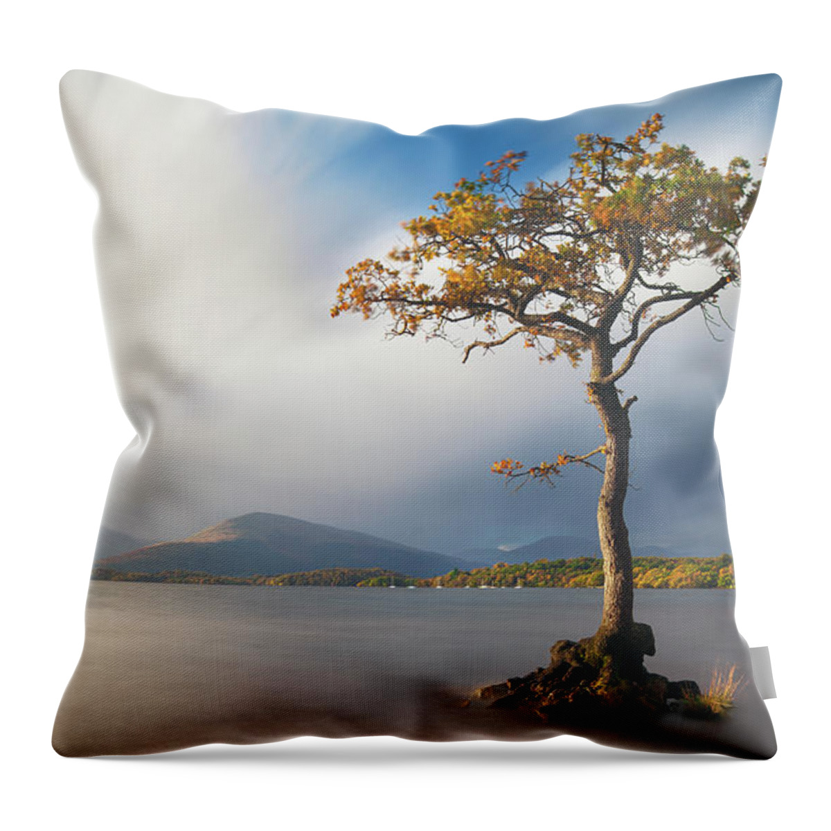 Scenics Throw Pillow featuring the photograph Autumn At Loch Lomond by Kenny Mccartney
