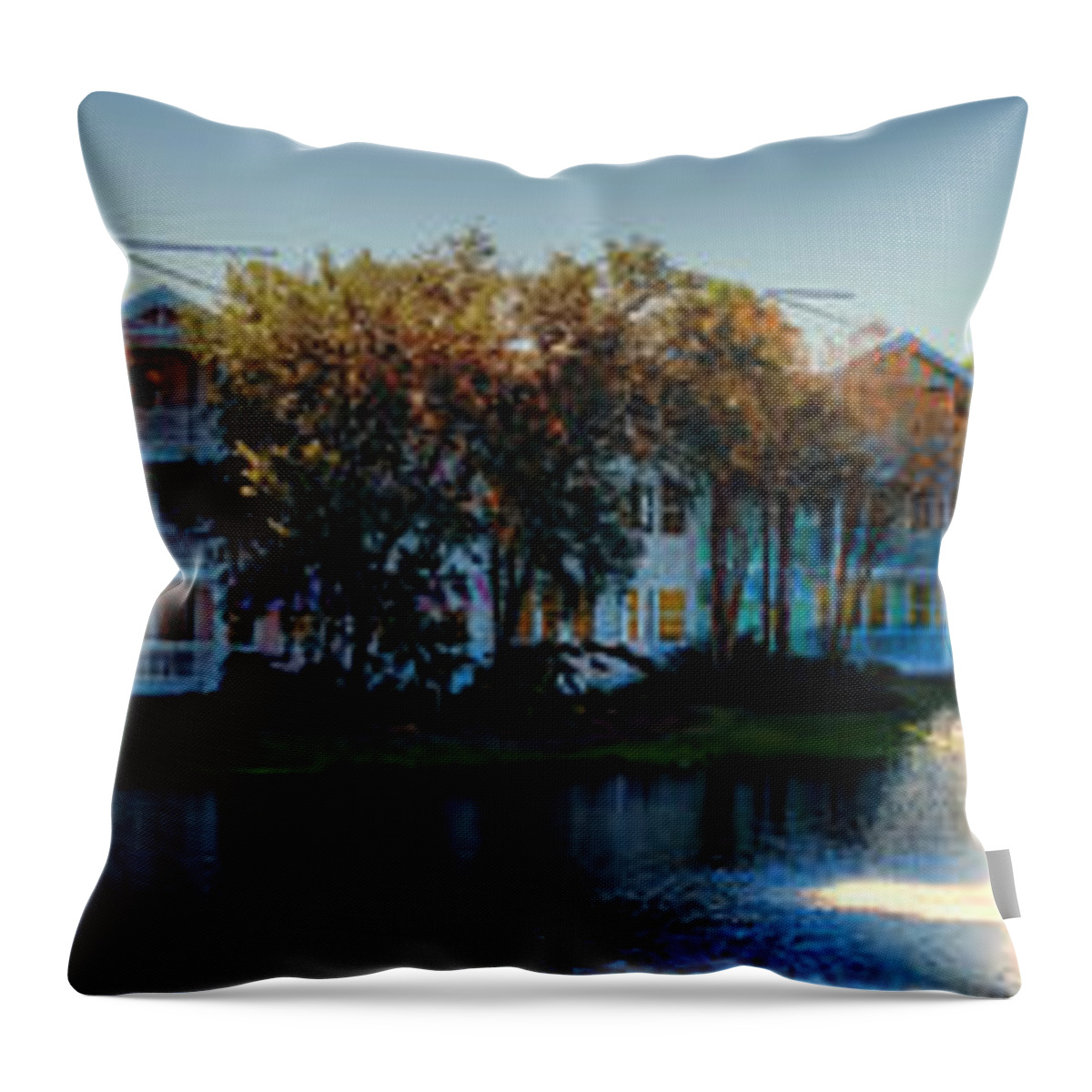 Ablaze Throw Pillow featuring the photograph Autumn At Old Key West Resort Panorama Walt Disney World by Thomas Woolworth