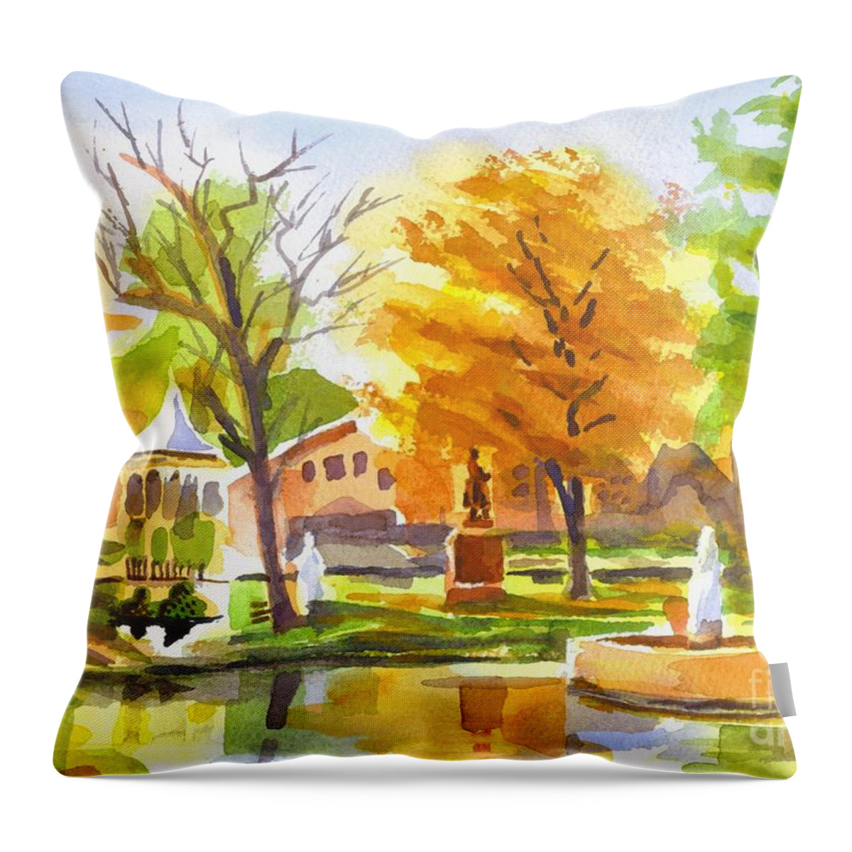Autumn At The Villa Throw Pillow featuring the painting Autumn at the Villa by Kip DeVore