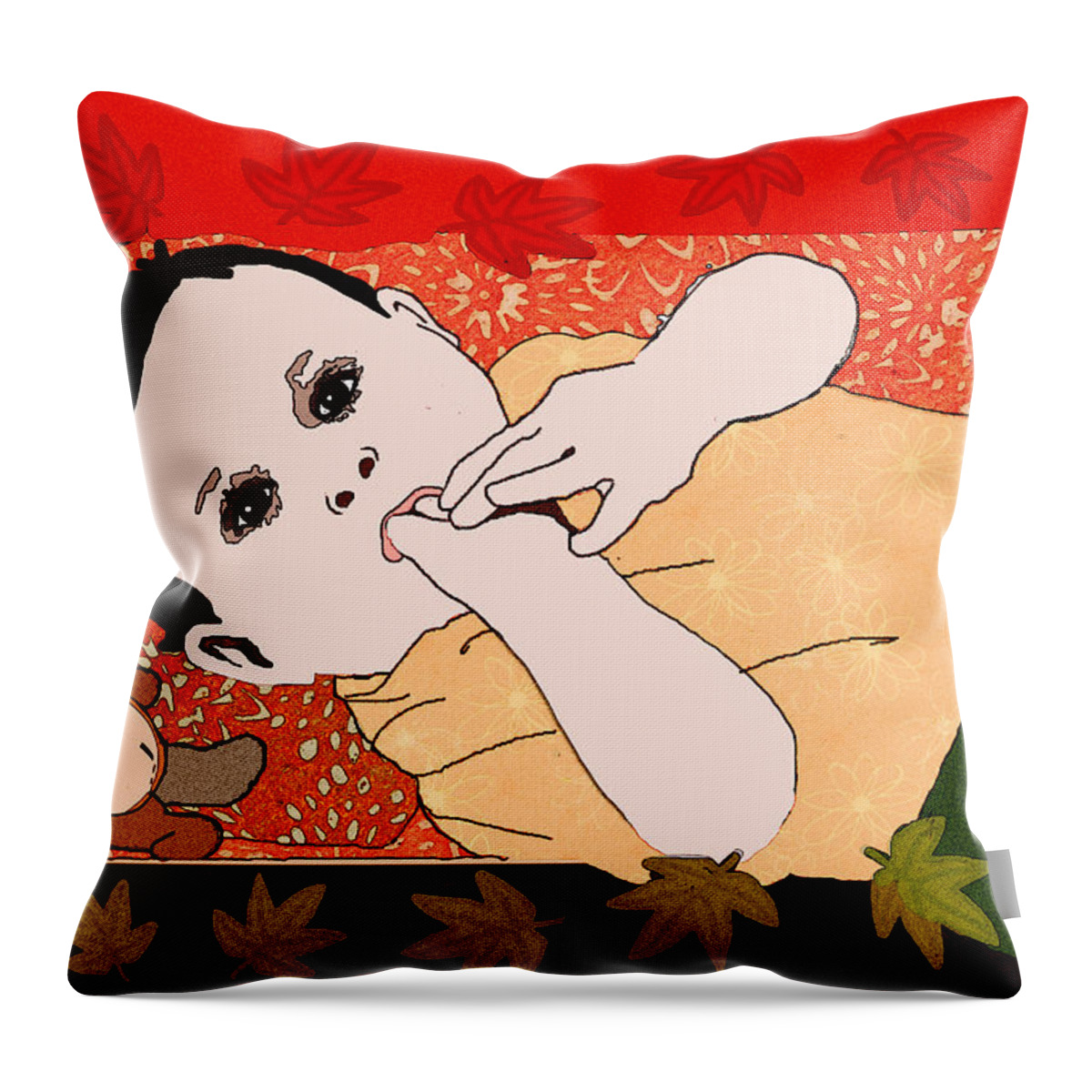 Baby Throw Pillow featuring the painting Autumn Baby 2 by Jann Paxton