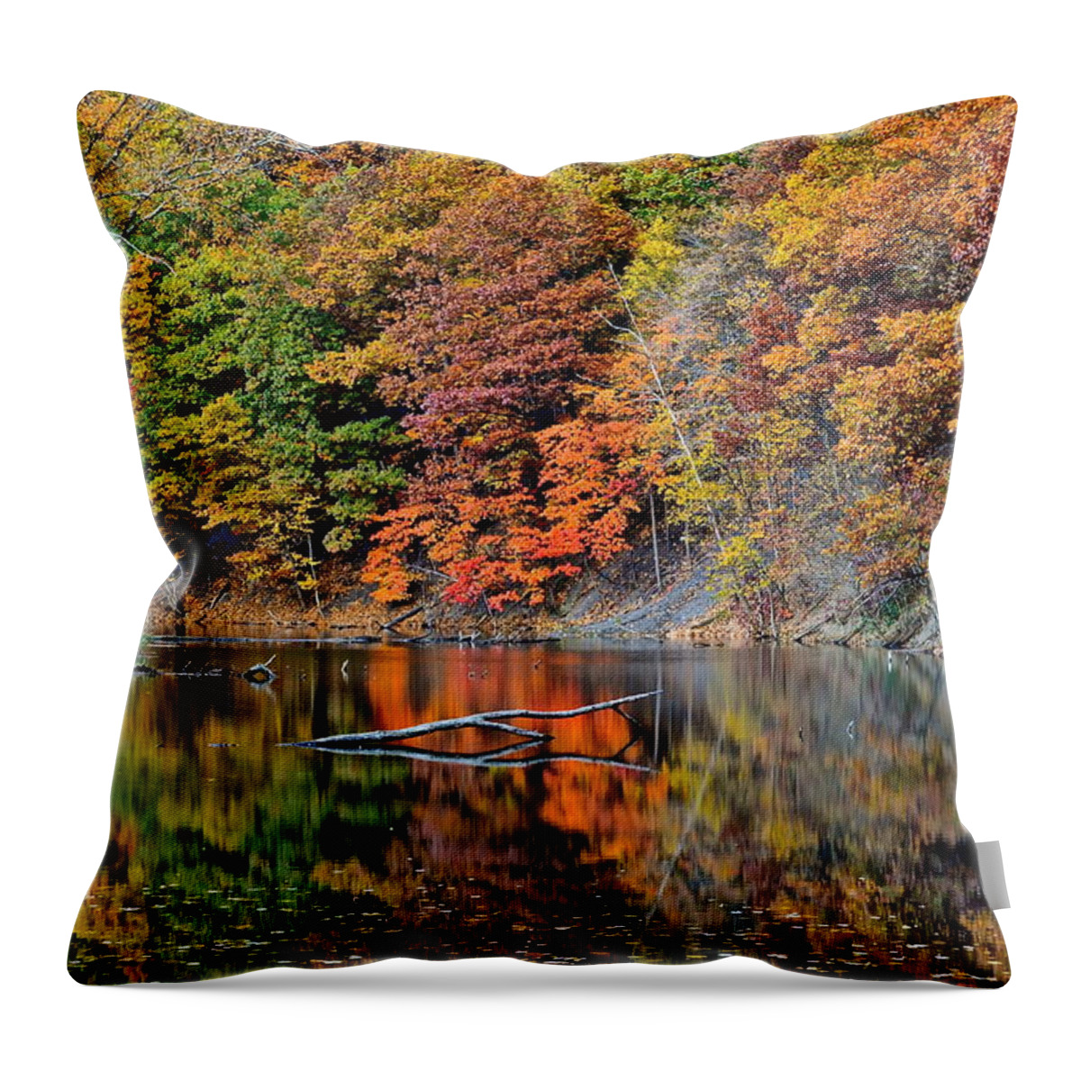 Autumn Throw Pillow featuring the photograph Autumn Colors Reflect by Frozen in Time Fine Art Photography