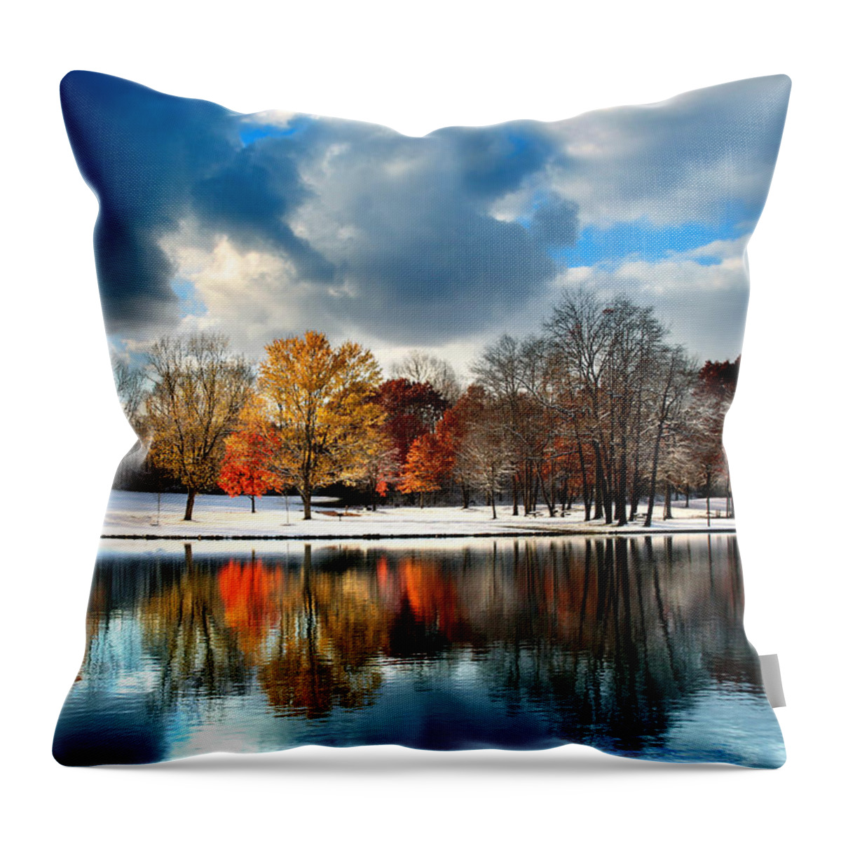 Colorful Throw Pillow featuring the photograph Autumn Finale by Rob Blair