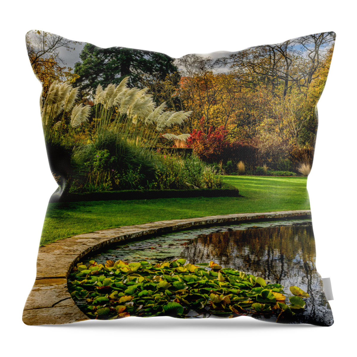 Pond Throw Pillow featuring the photograph Autumn Garden by Adrian Evans