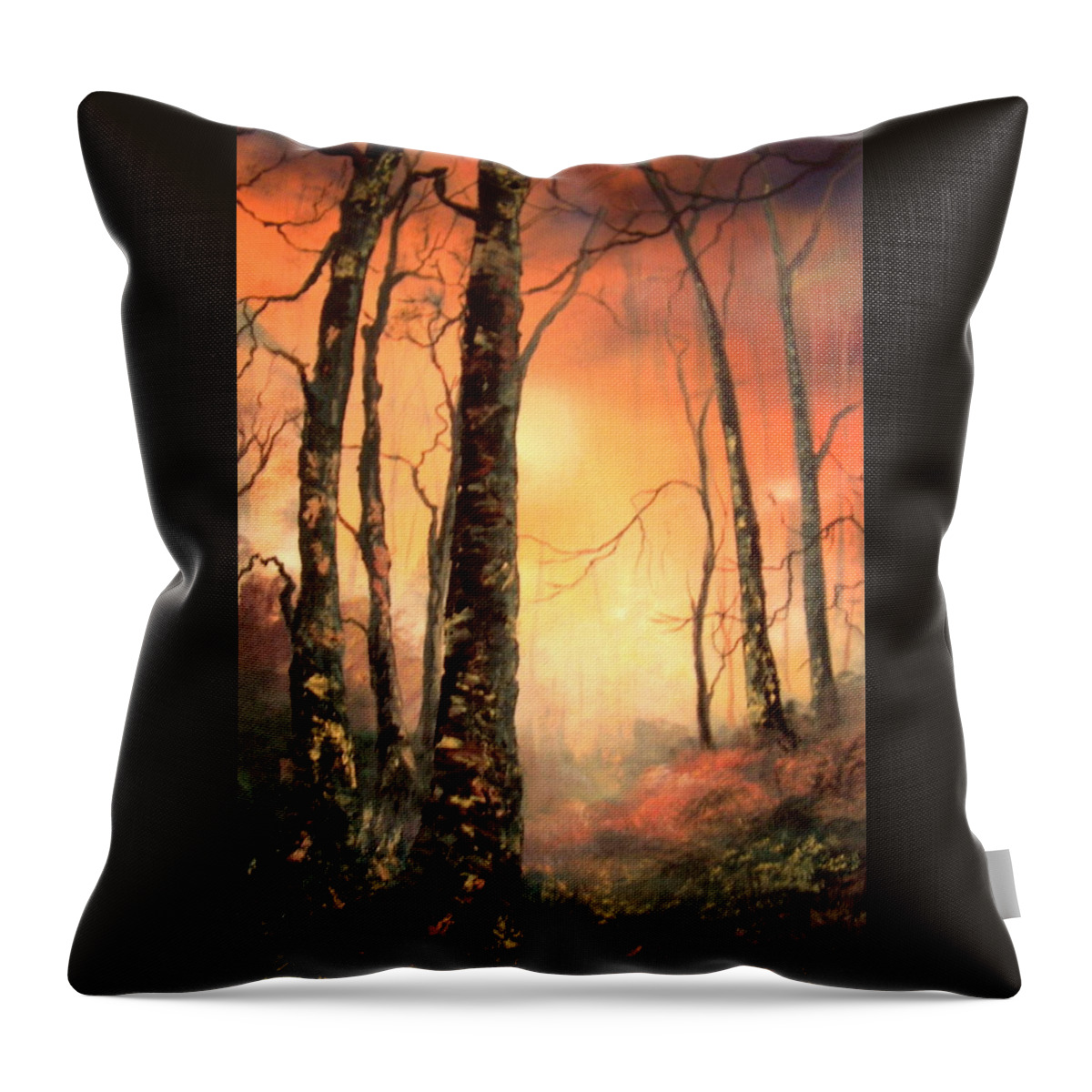 Cannock Chase Throw Pillow featuring the painting Autumn Glow by Jean Walker