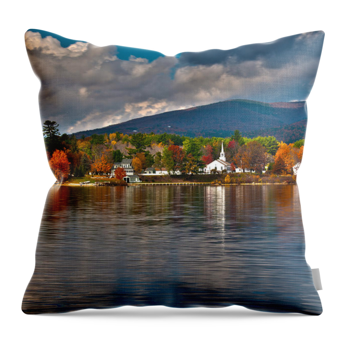 New England Throw Pillow featuring the photograph Autumn in Melvin Village by Brenda Jacobs
