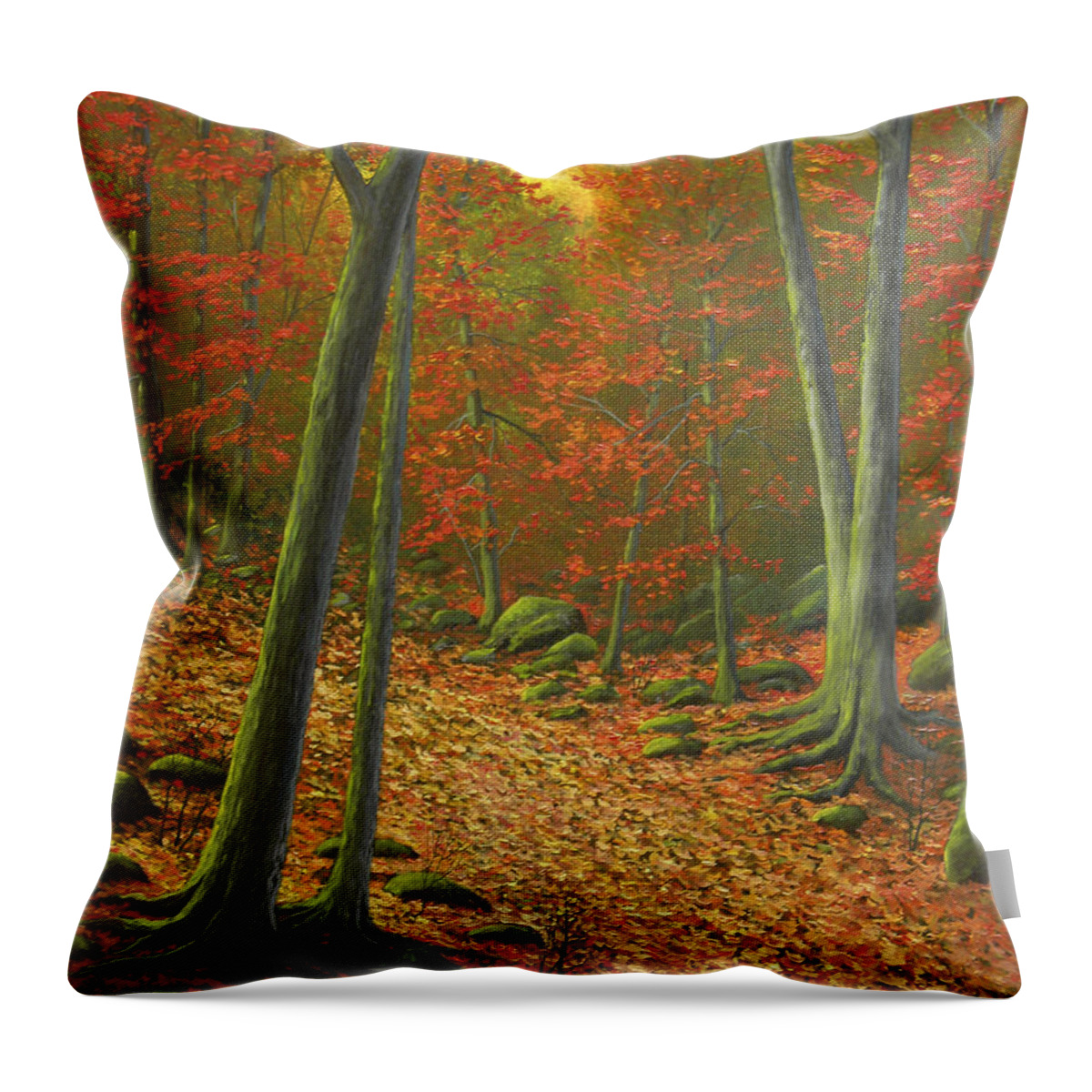 Autumn Leaf Litter Throw Pillow featuring the painting Autumn Leaf Litter by Frank Wilson