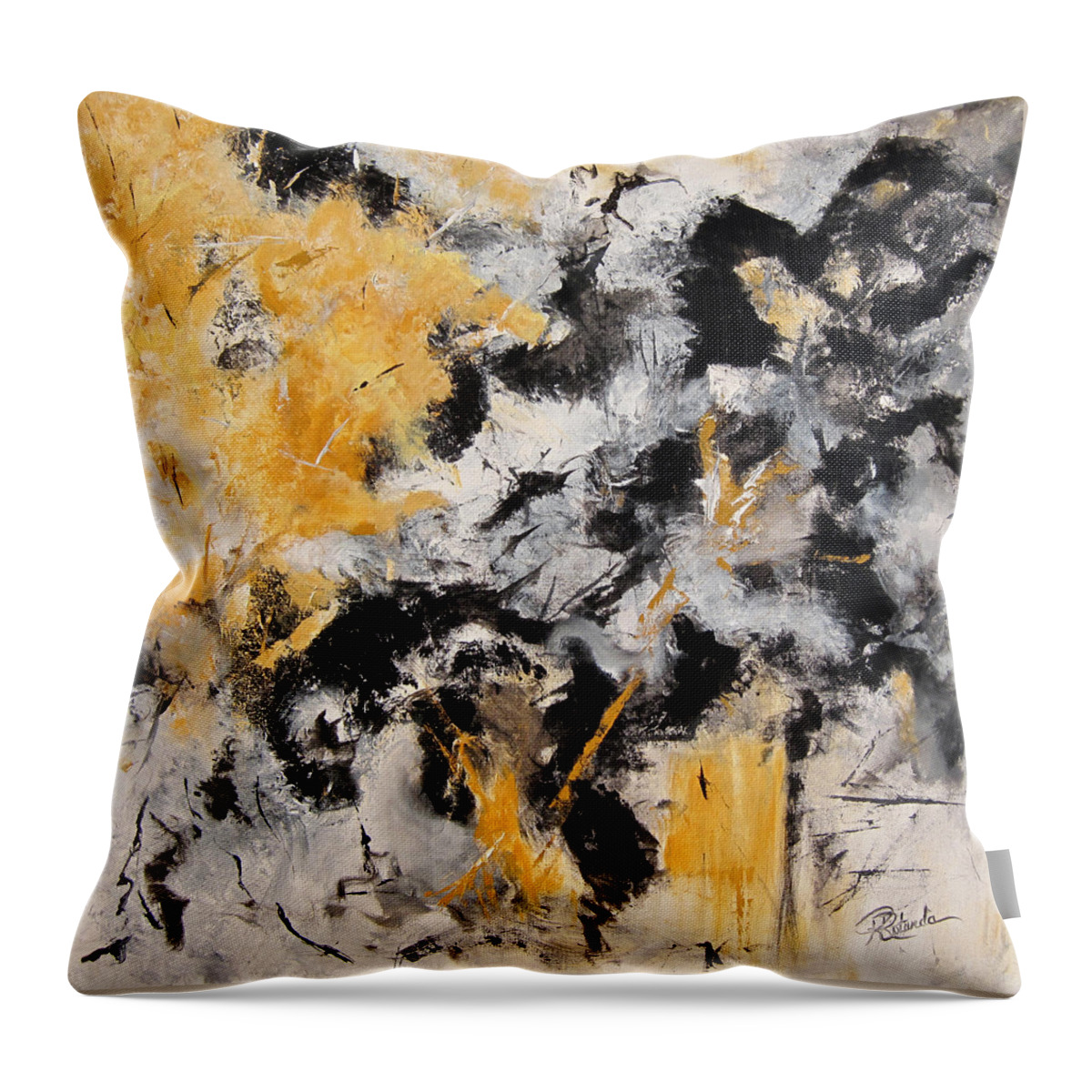 Yellows Throw Pillow featuring the painting Autumn Nights by Roberta Rotunda