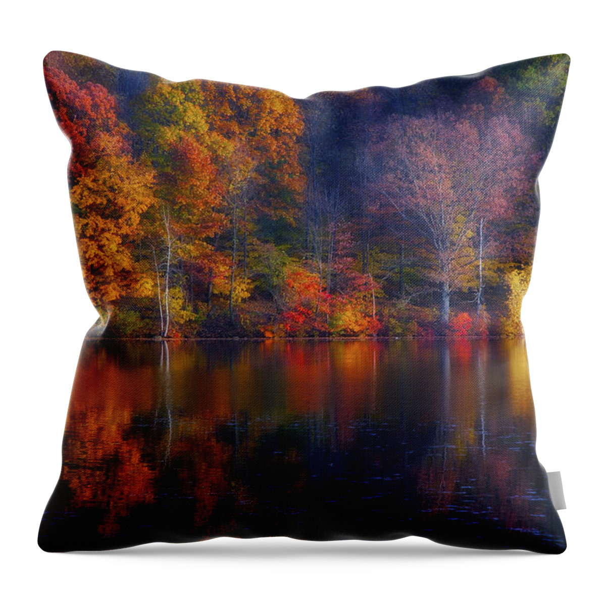 Fall Throw Pillow featuring the photograph Autumn Rainbow Lake Reflection by Joseph Hedaya