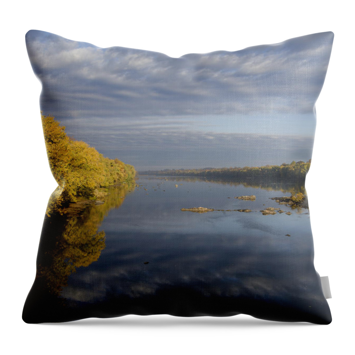 Autumn Throw Pillow featuring the photograph Autumn Reflections on the Delaware by Bill Cannon