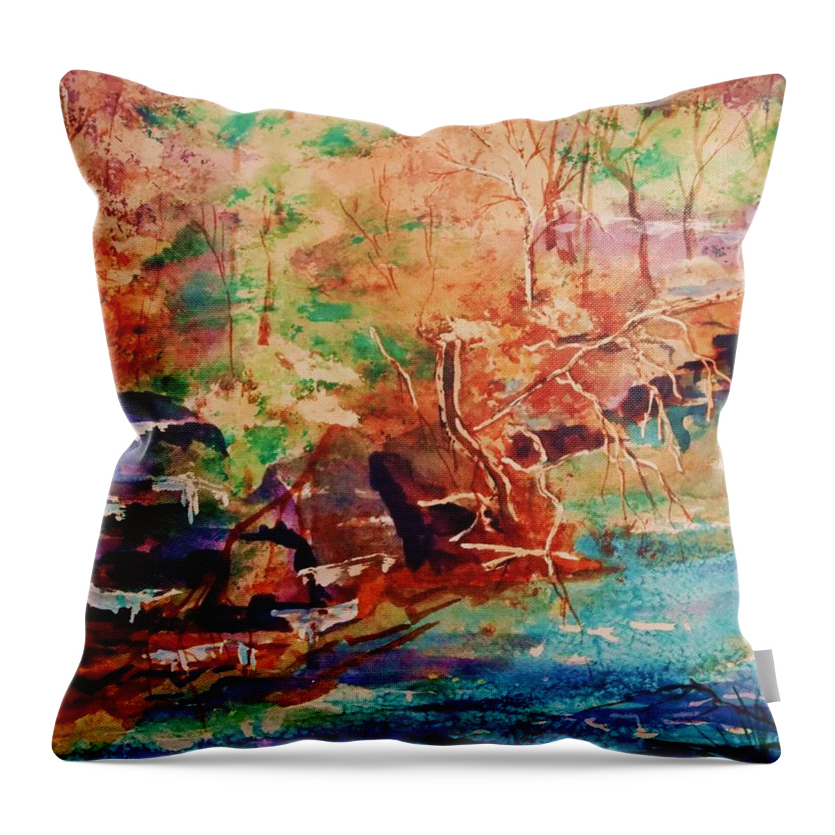 Autumn Throw Pillow featuring the painting Autumn Reverie by Ellen Levinson
