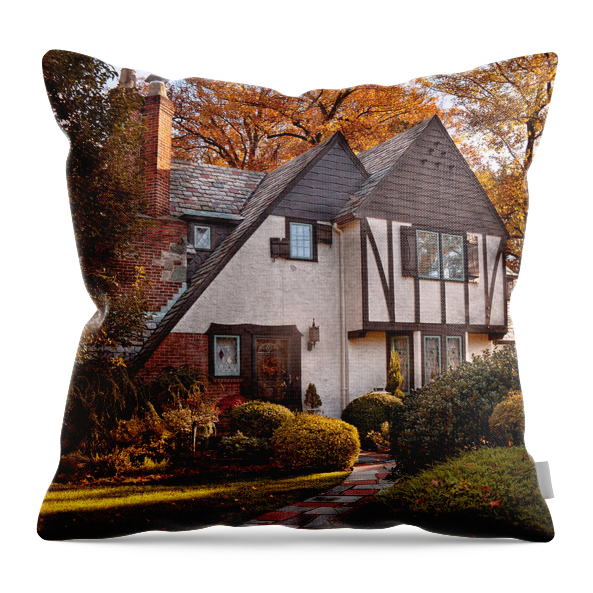 Autumn Throw Pillow featuring the photograph Autumn - Visiting grandpa's by Mike Savad