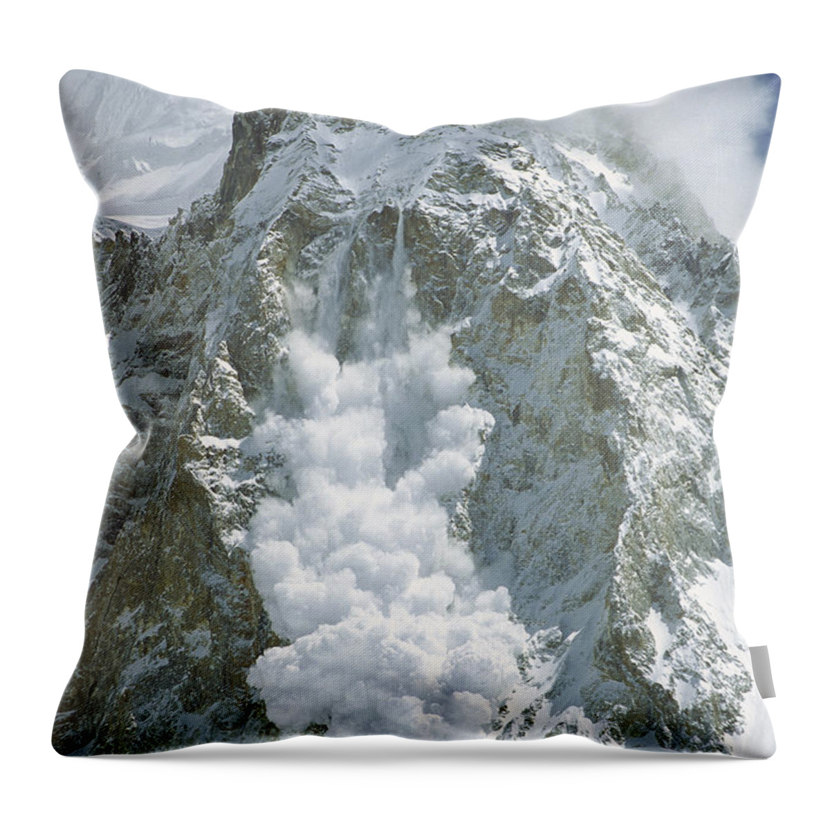 Feb0514 Throw Pillow featuring the photograph Avalanche Gasherbrum Baltoro Glacier by Colin Monteath