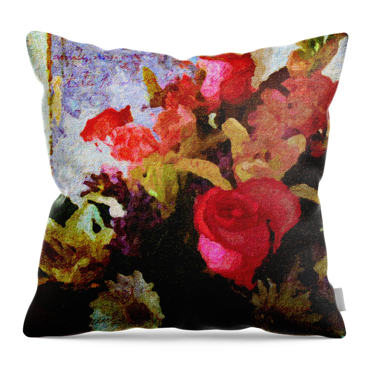 Flower Throw Pillow featuring the digital art Avec Tout Mon Coeur by Lianne Schneider