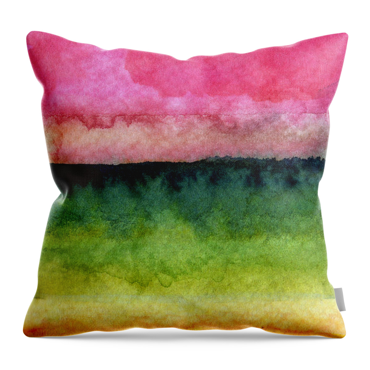 Abstract Landscape Throw Pillow featuring the painting Awakened by Linda Woods