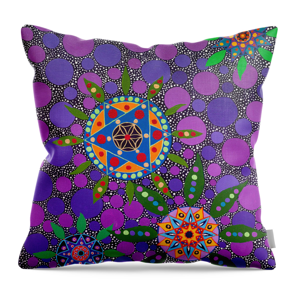 Visionary Throw Pillow featuring the painting Ayahuasca Vision - The Healing Power of Plants by Howard Charing
