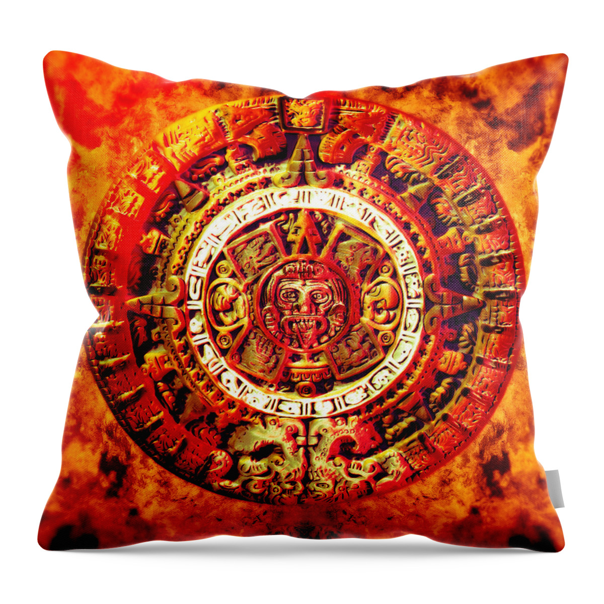America Throw Pillow featuring the photograph Aztec Sun Stone by YoPedro