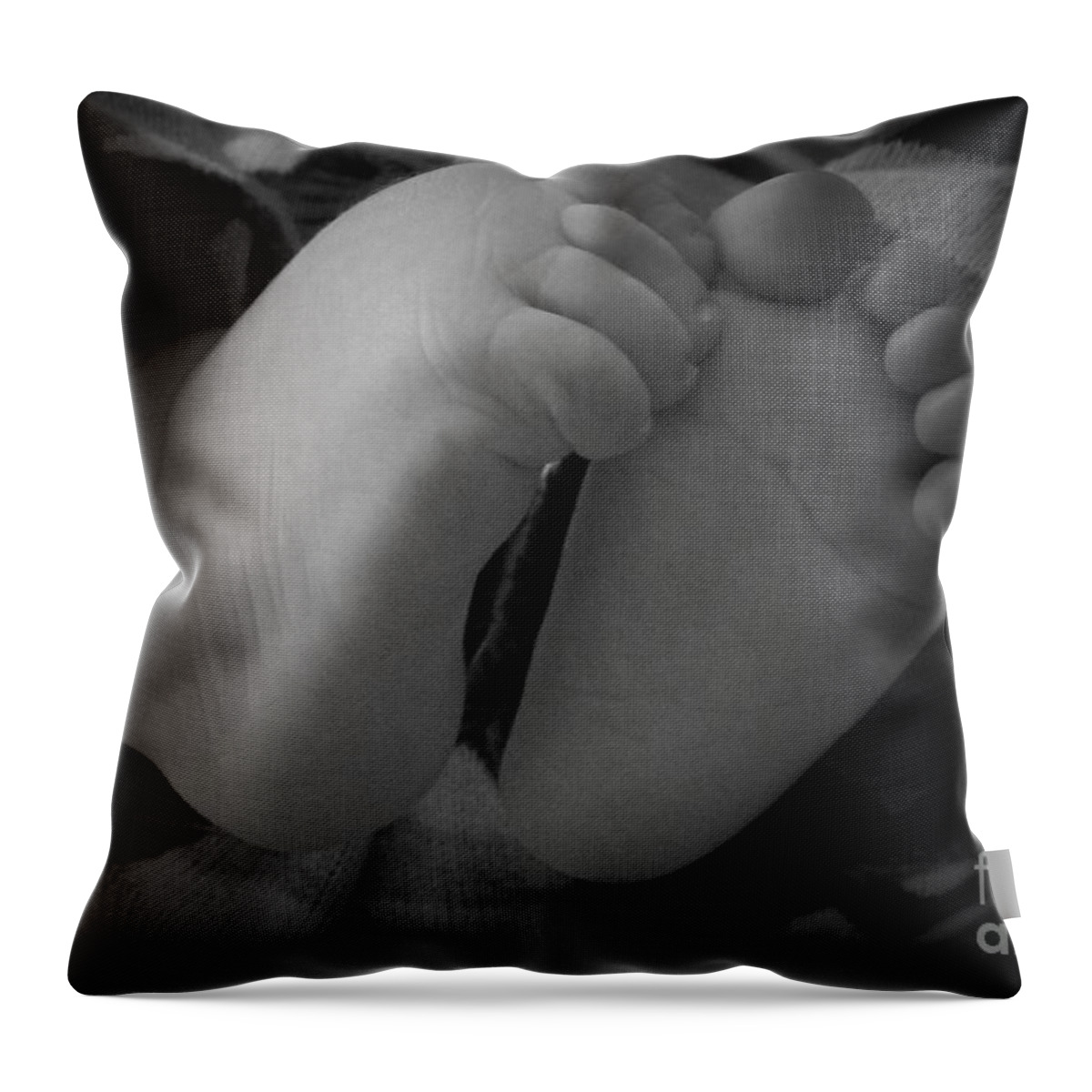 Baby Throw Pillow featuring the photograph Baby Feet by Barbara Bardzik