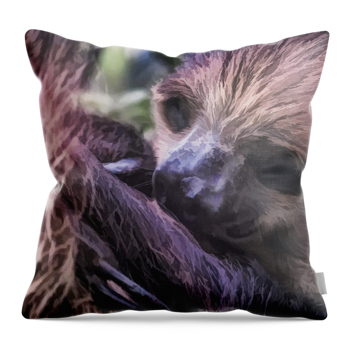 Animal Throw Pillow featuring the digital art Baby Sloth by Ray Shiu