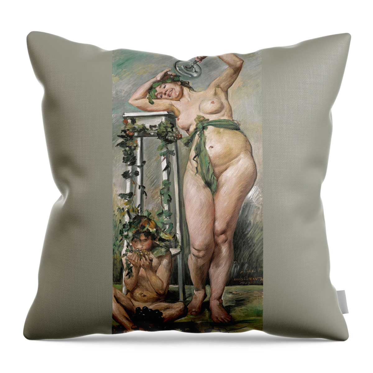 Lovis Corinth Throw Pillow featuring the painting Baccante by Lovis Corinth