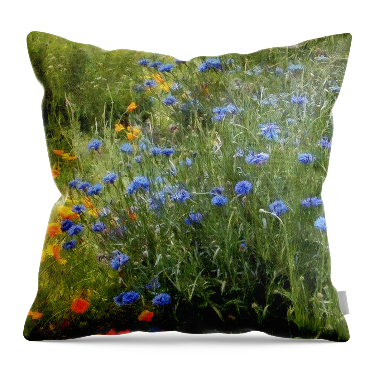 Landscape Throw Pillow featuring the painting Bachelor's Meadow by RC DeWinter