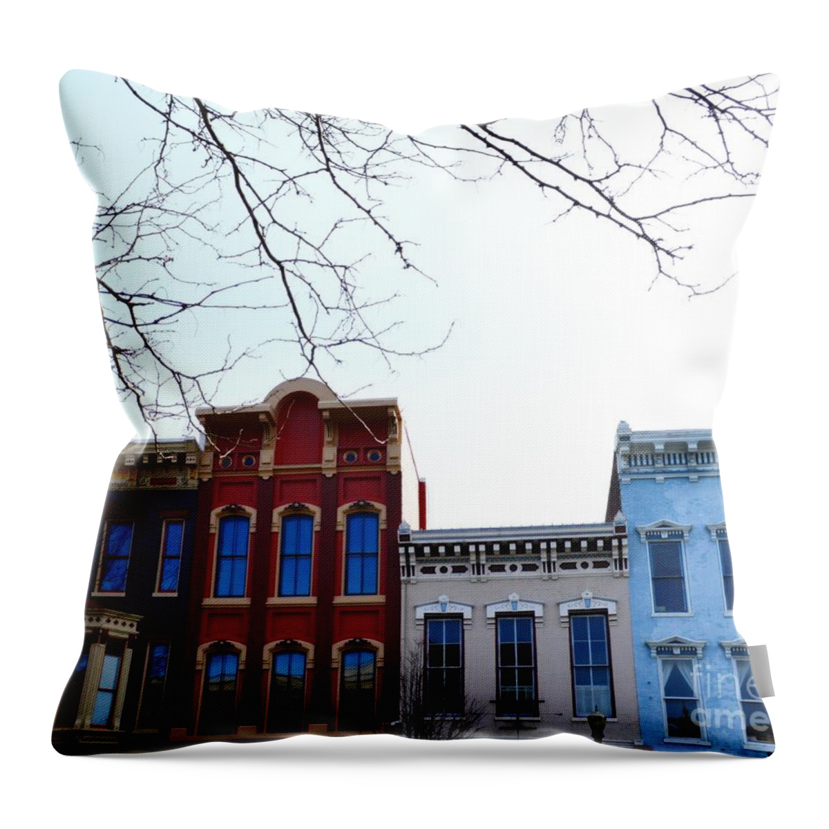 Madison In Throw Pillow featuring the photograph Main Street Madison IN by Stacie Siemsen