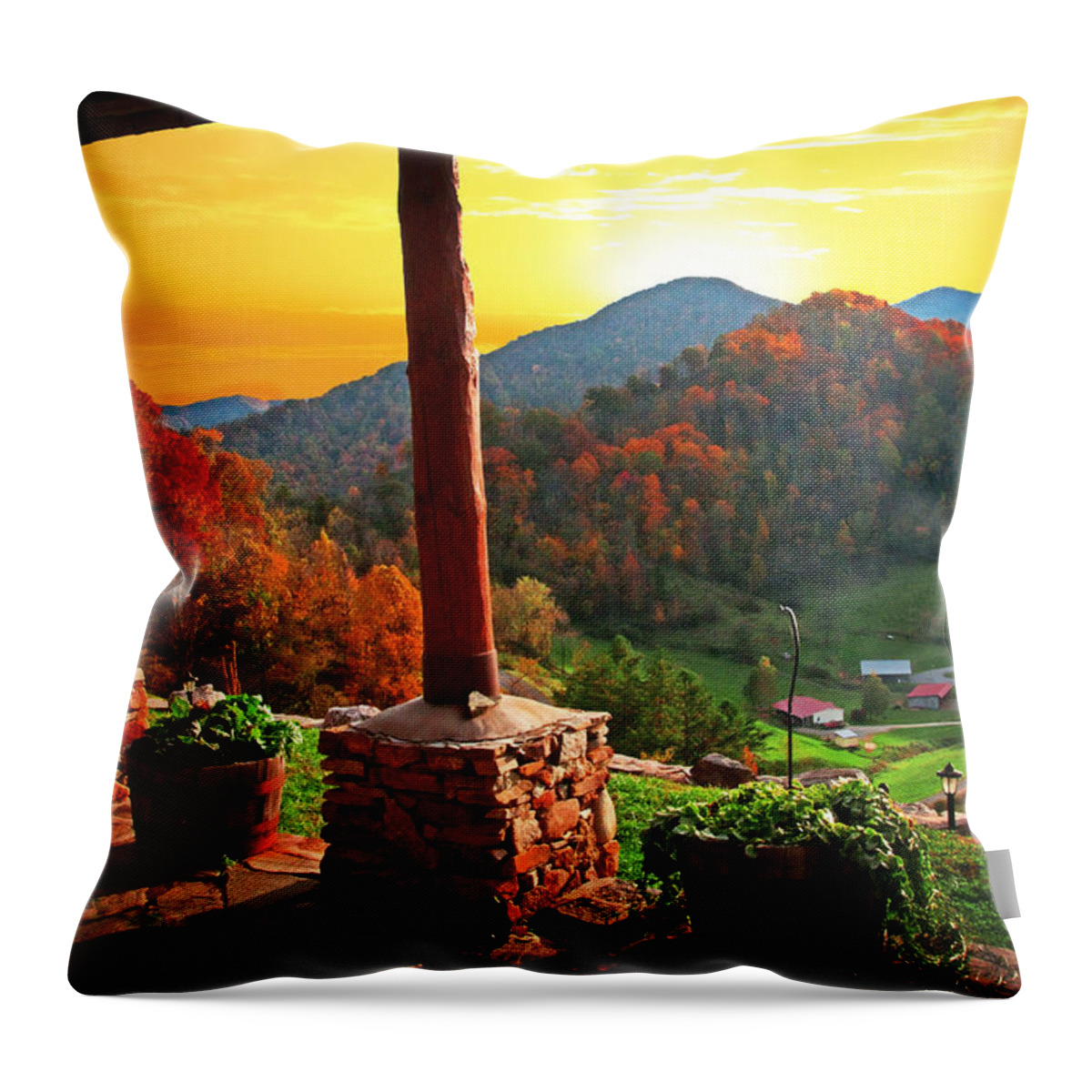 Landscape Throw Pillow featuring the photograph Back Porch Paradise by Lynn Bauer