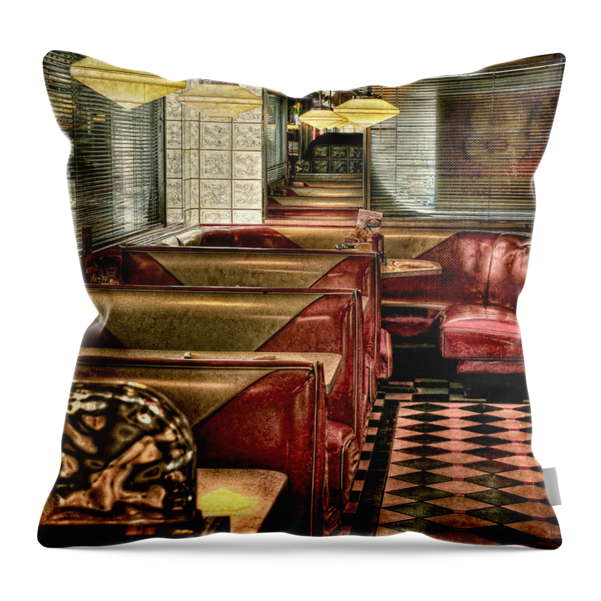 Diner Throw Pillow featuring the photograph Back To The Fifties by Lois Bryan
