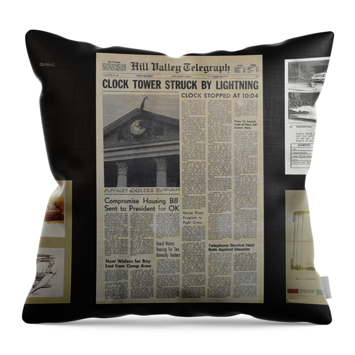 Back To The Future Throw Pillow featuring the photograph Back to the Future DeLorean Collage by Tommy Anderson