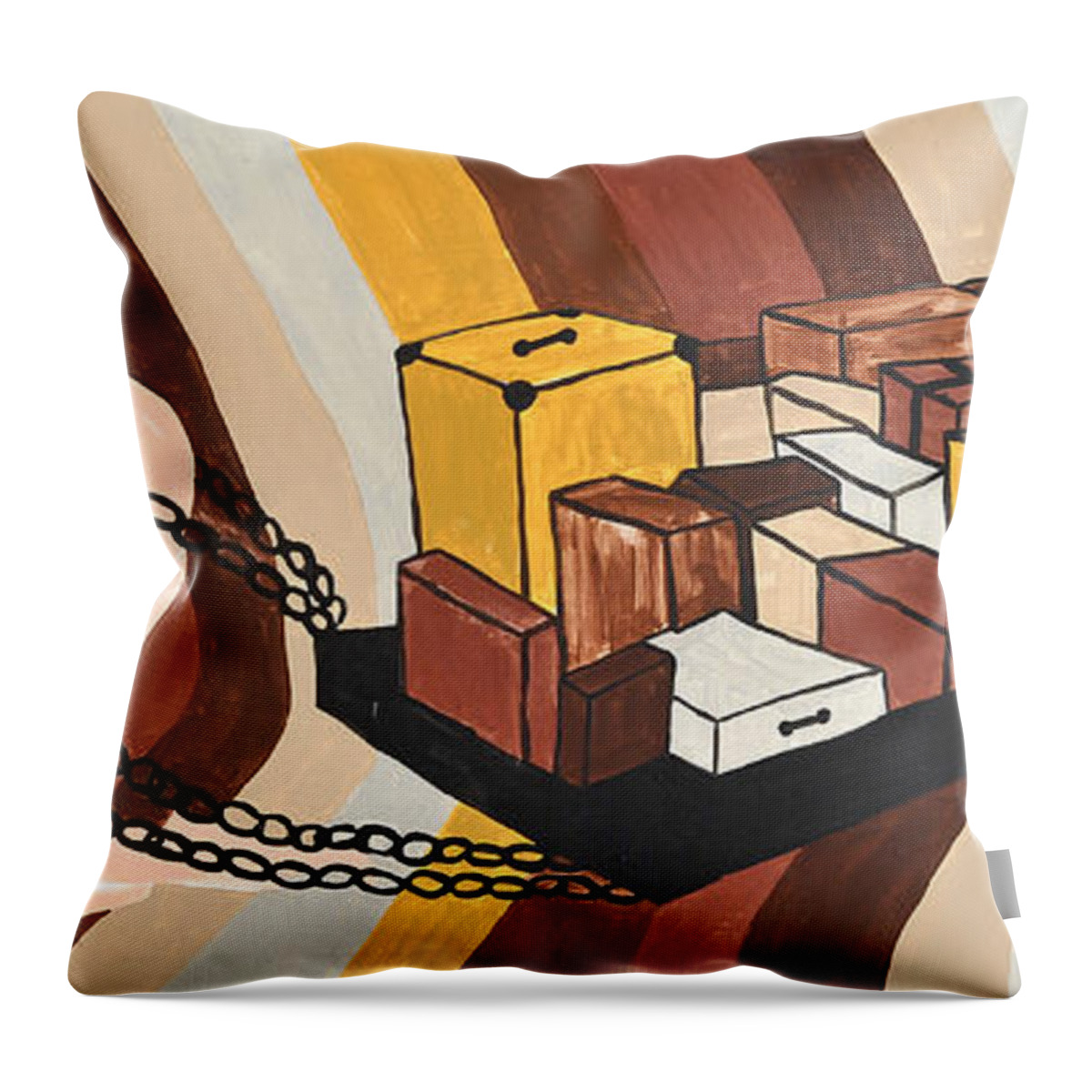 Male Nude Throw Pillow featuring the painting Baggage by Erika Jean Chamberlin