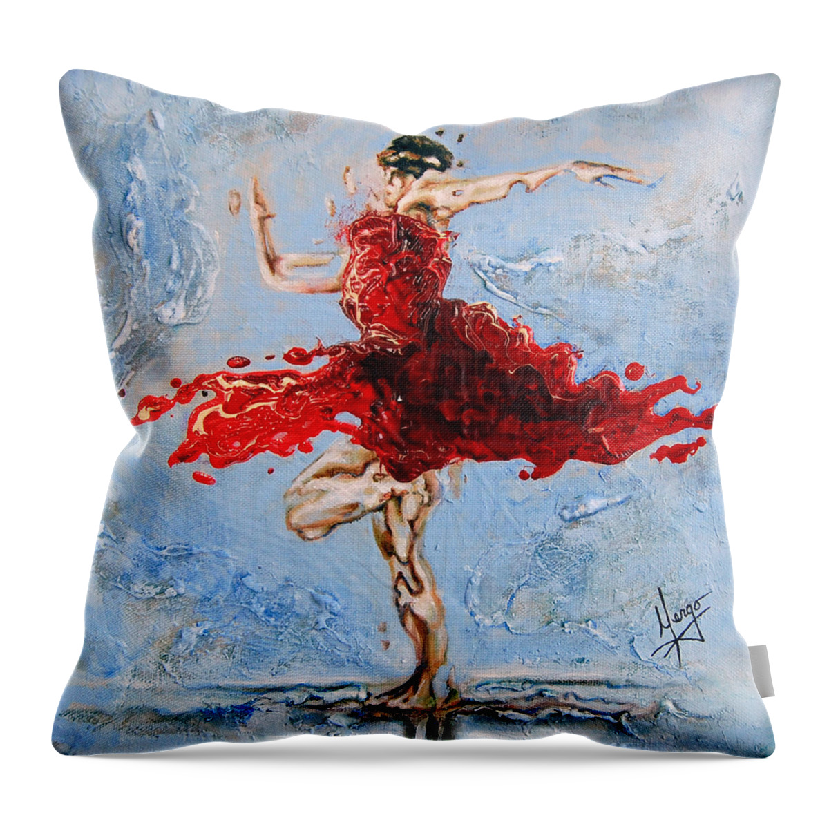 Ballet Throw Pillow featuring the painting Balance by Karina Llergo