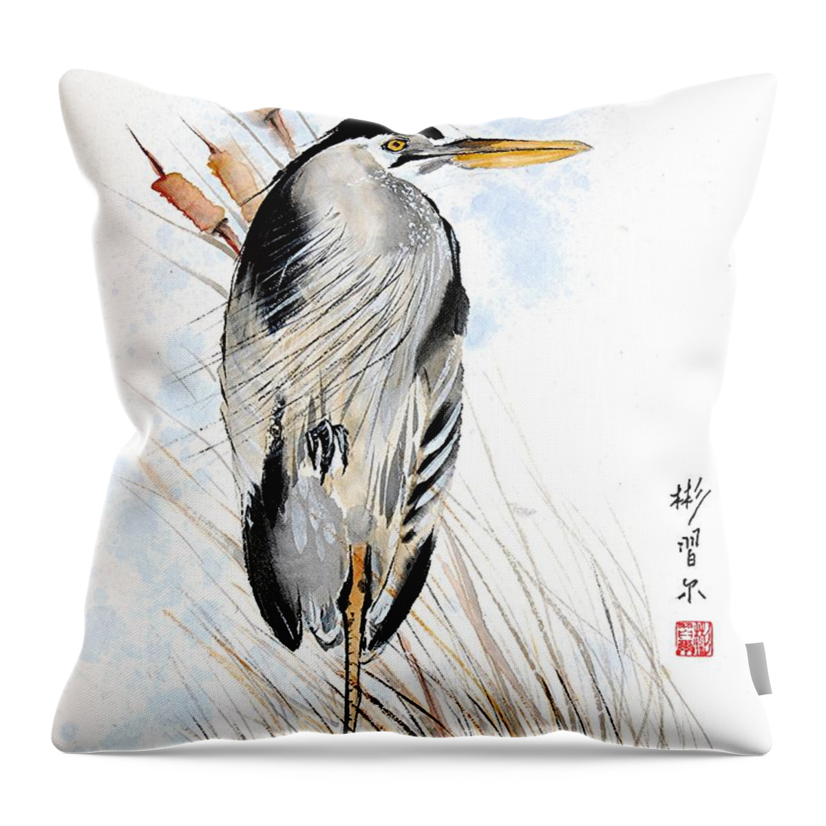 Chinese Brush Painting Throw Pillow featuring the painting Balanced Perspective by Bill Searle