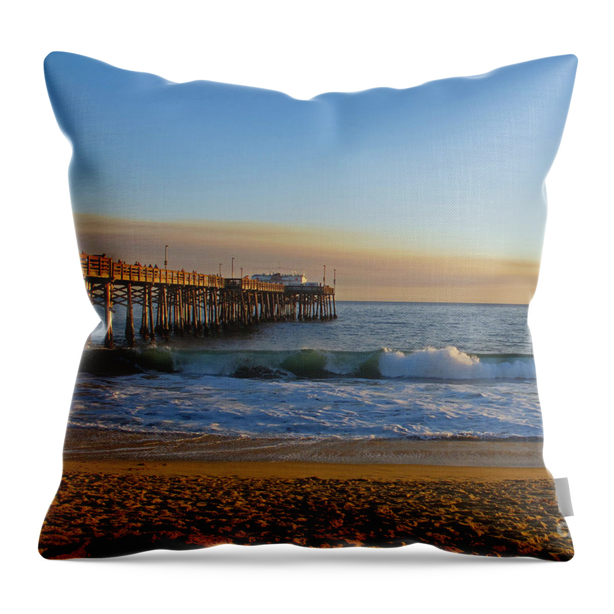 Ocean Throw Pillow featuring the photograph Balboa Pier by Kelly Holm