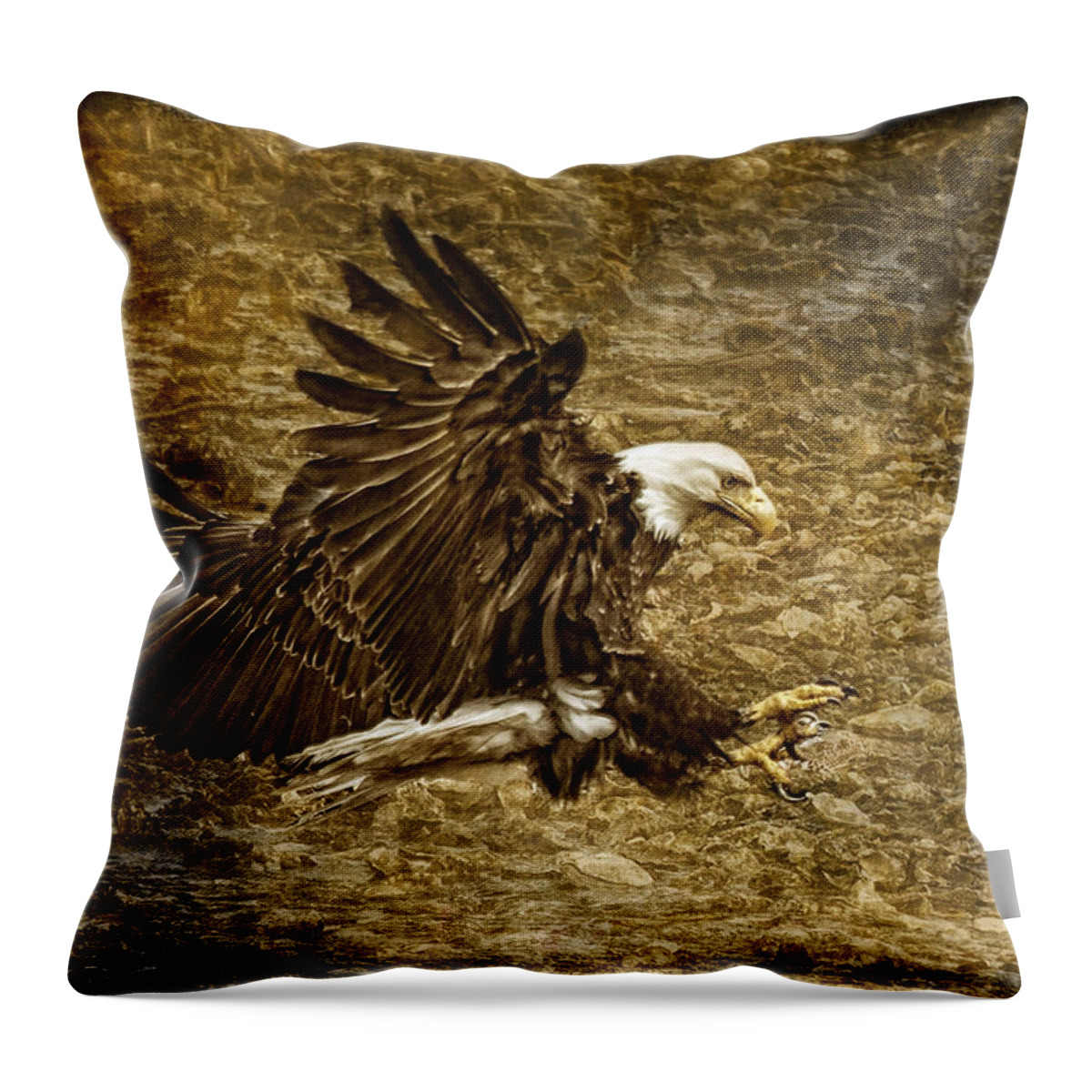 Bald Eagle Capture Throw Pillow featuring the photograph Bald Eagle Capture by Wes and Dotty Weber