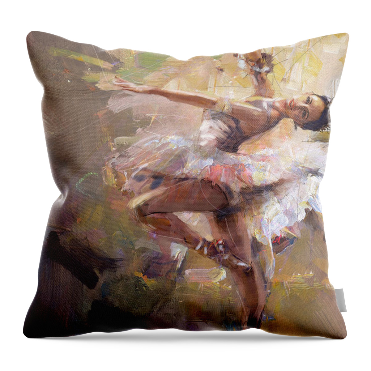 Catf Throw Pillow featuring the painting Ballerina 35 by Mahnoor Shah
