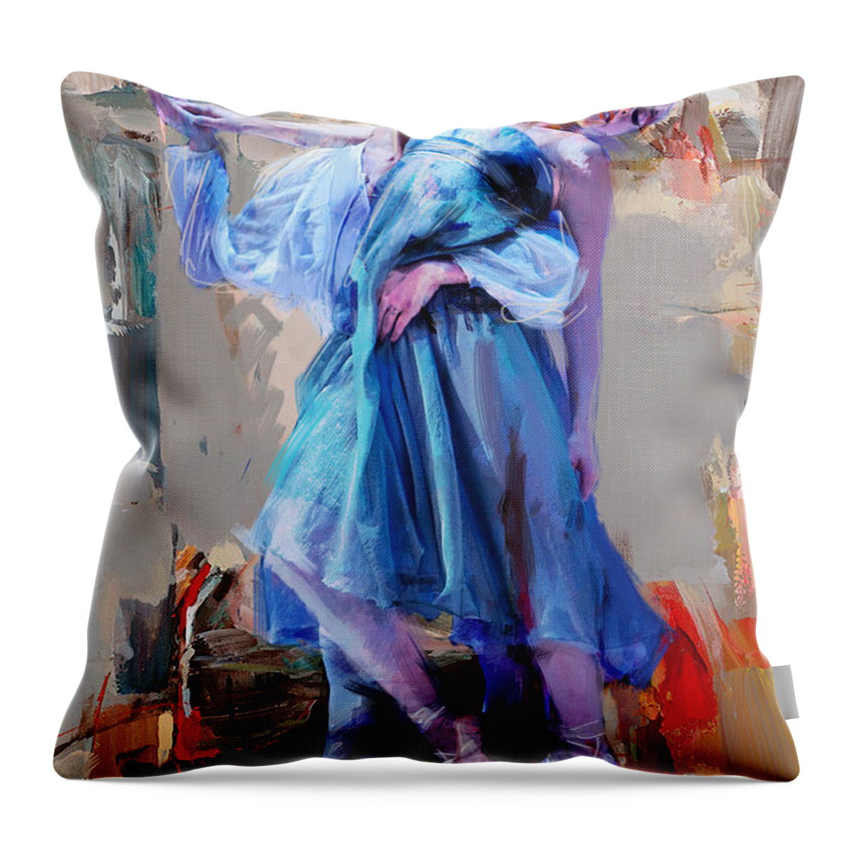 Catf Throw Pillow featuring the painting Ballerina 37 by Mahnoor Shah