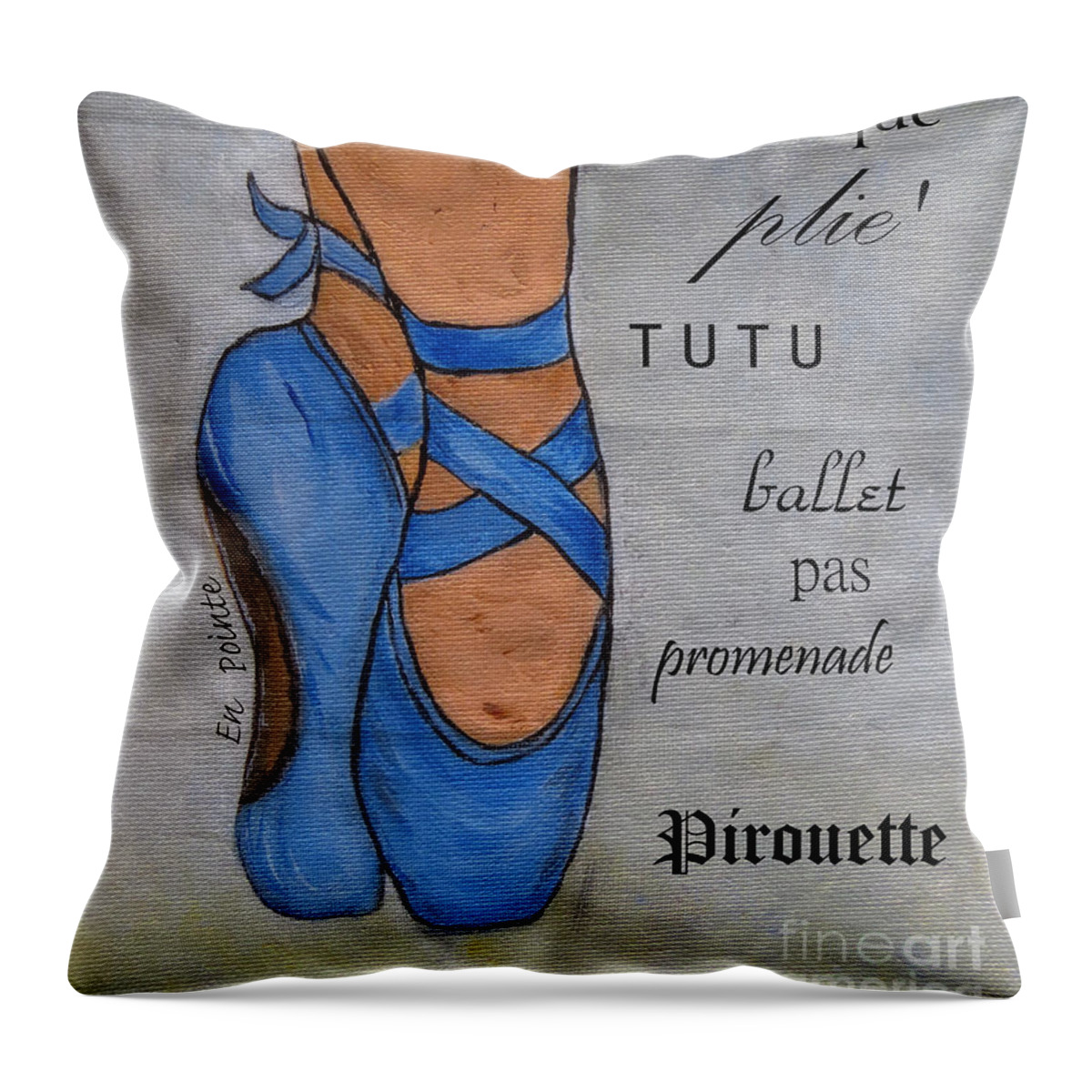 Ballerina Throw Pillow featuring the painting Ballerina On Point by Ella Kaye Dickey