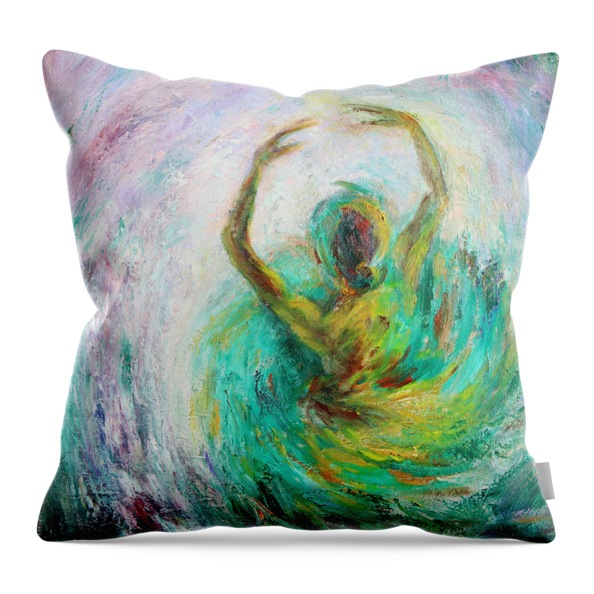 Dancer Throw Pillow featuring the painting Ballerina by Xueling Zou