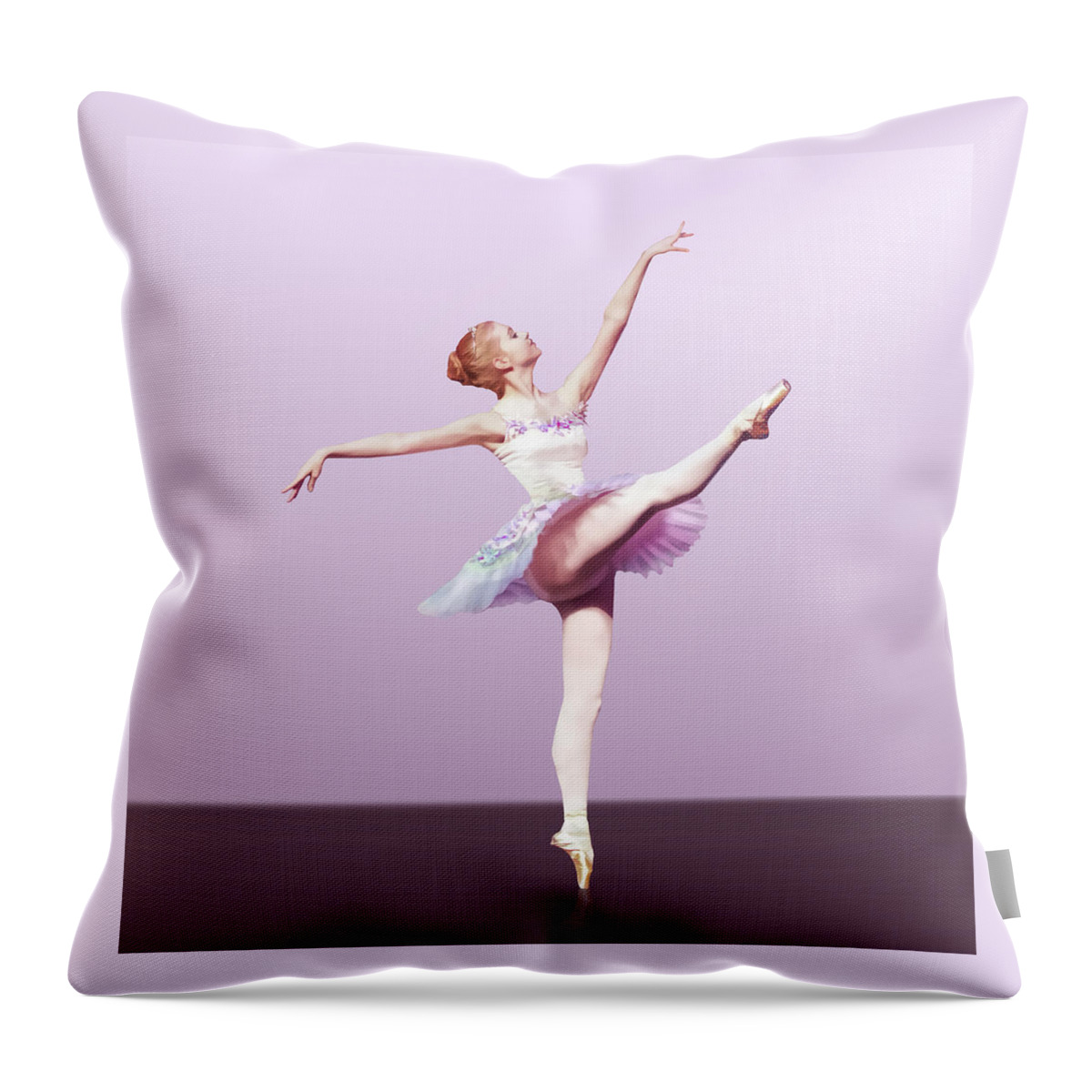 Ballerinas Throw Pillow featuring the photograph Ballerina in Pink and Lilac by Delores Knowles