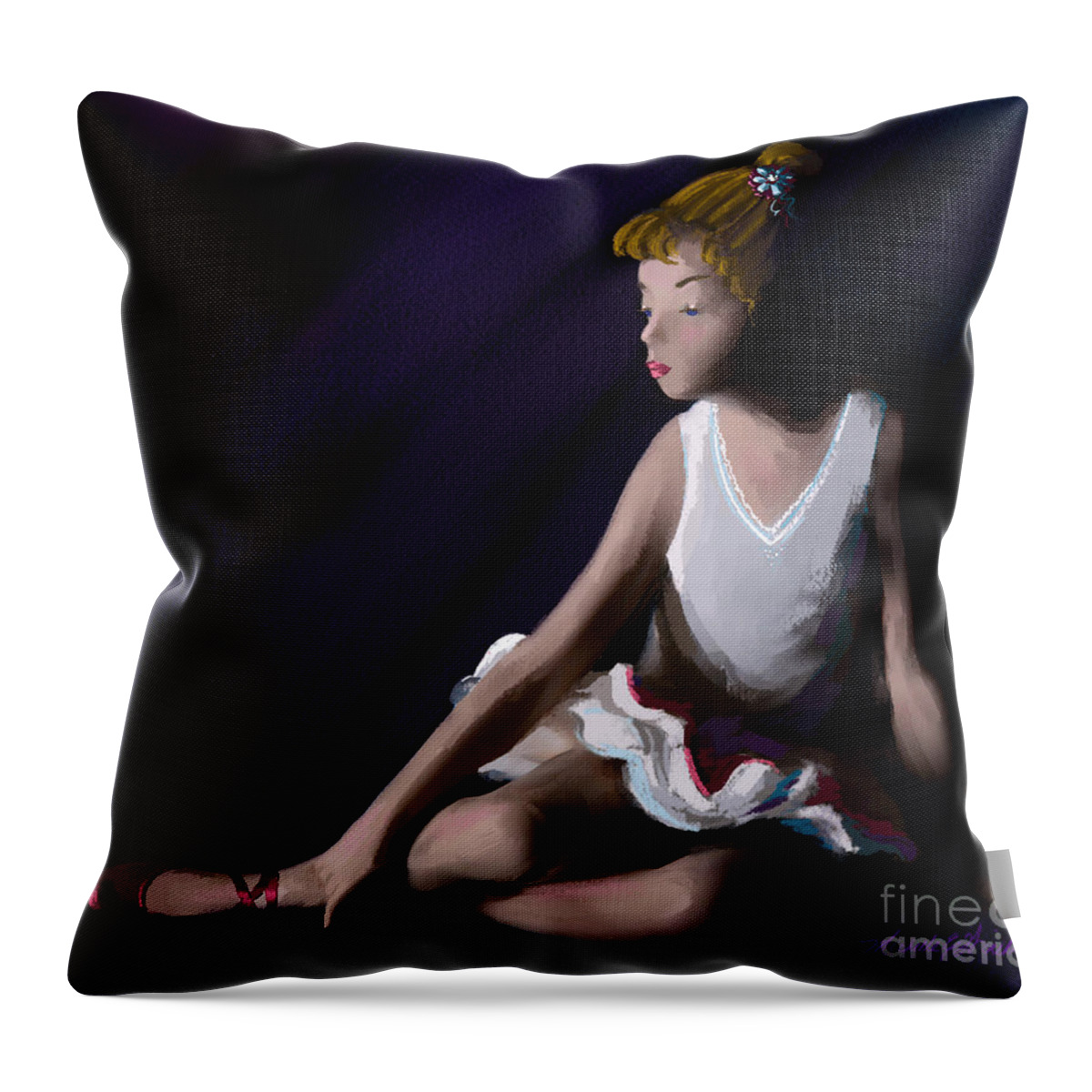 Ballet Throw Pillow featuring the painting Ballet Dancer by Michelle Constantine