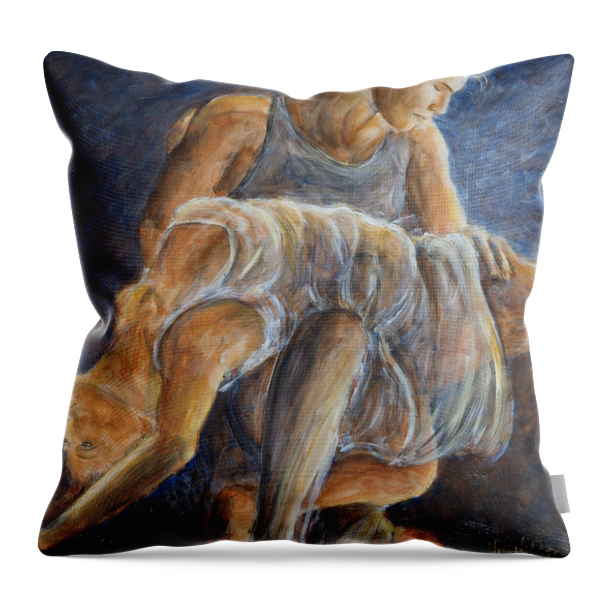 Ballet Throw Pillow featuring the painting Ballet in The Dark by Nik Helbig