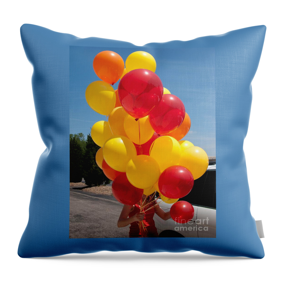 Balloons Throw Pillow featuring the photograph Balloon Girl by Ann Horn