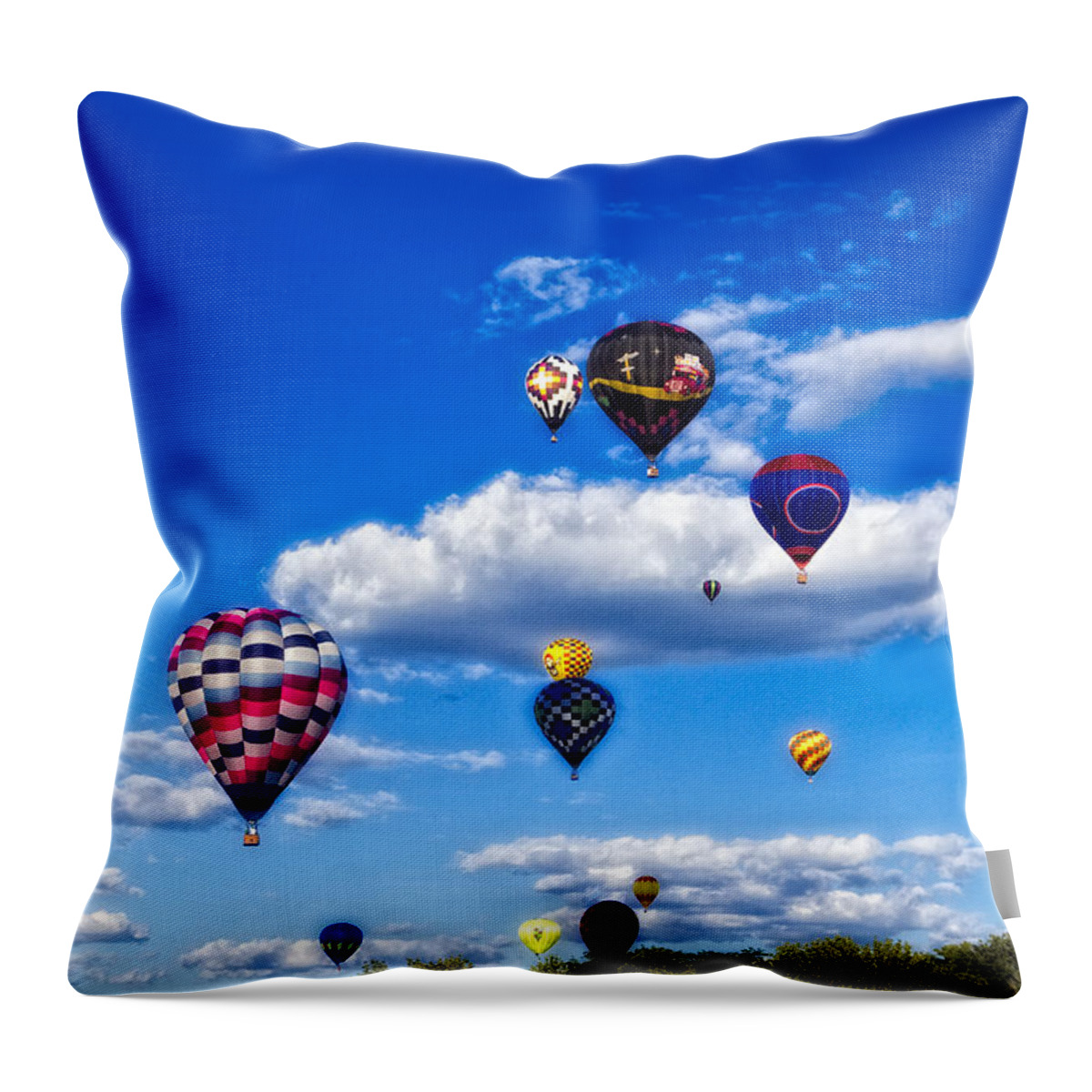 Hot Air Balloons Throw Pillow featuring the photograph Balloonfest by Timothy Hacker