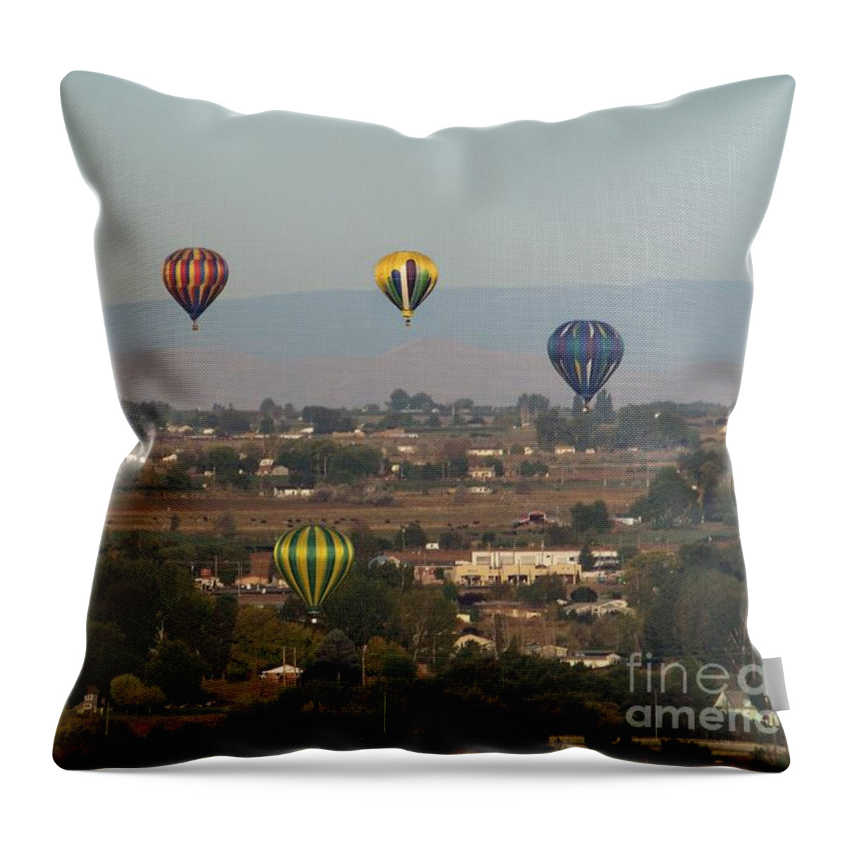 Balloons Throw Pillow featuring the photograph Balloons over the Valley by Charles Robinson