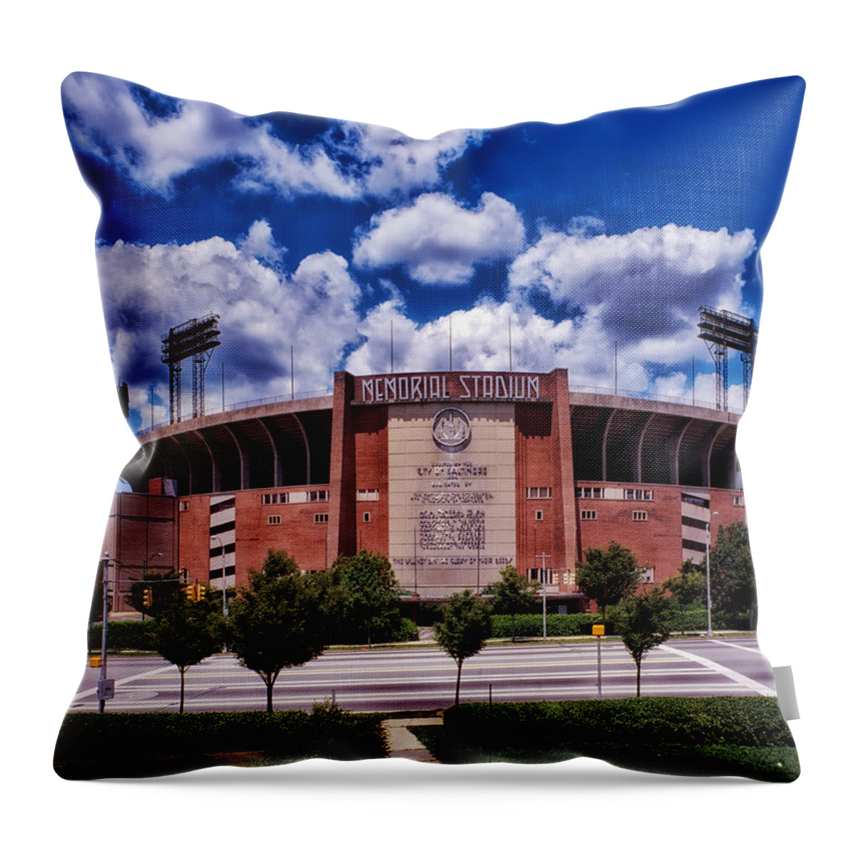 Baltimore Throw Pillow featuring the photograph Baltimore Memorial Stadium 1960s by Mountain Dreams