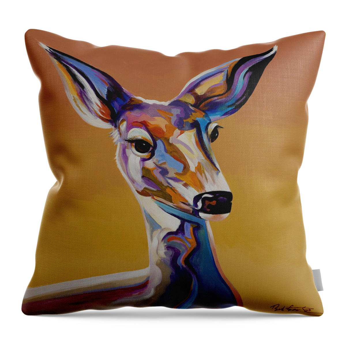 Colorful Art Throw Pillow featuring the painting Bambi by Bob Coonts