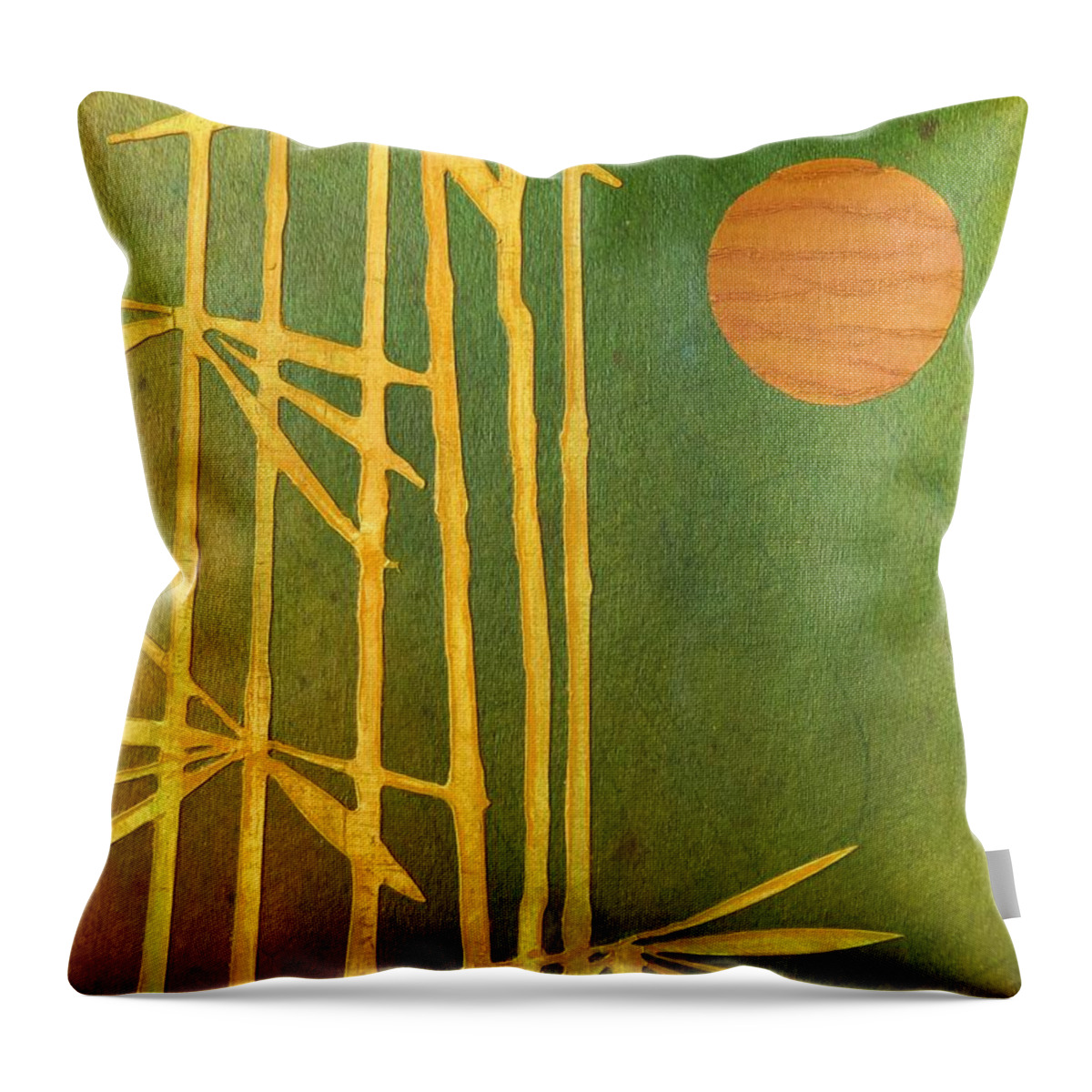 Watercolor Throw Pillow featuring the painting Bamboo Moon by Desiree Paquette