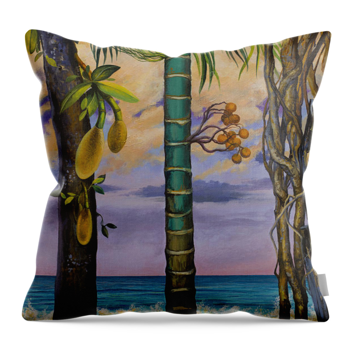 Banana Throw Pillow featuring the painting Banana country by Vrindavan Das