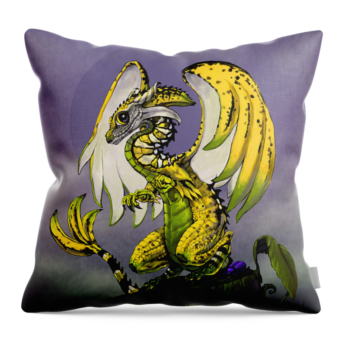 Banana Throw Pillow featuring the digital art Banana Dragon by Stanley Morrison